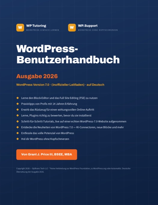 Titelseite des WordPress-Benutzerhandbuchs auf Deutsch