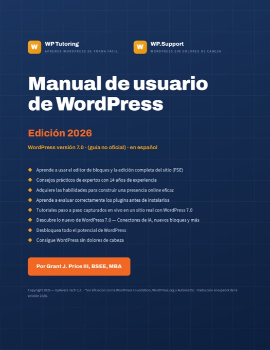 Portada del Manual de usuario de WordPress en español
