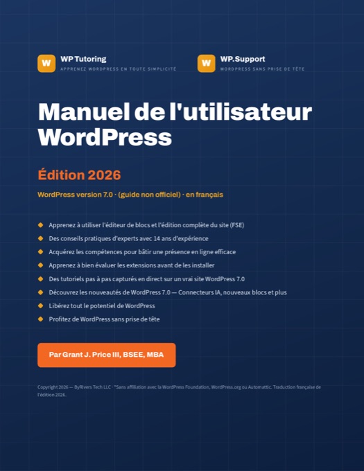 Couverture du Manuel de l’utilisateur WordPress en français
