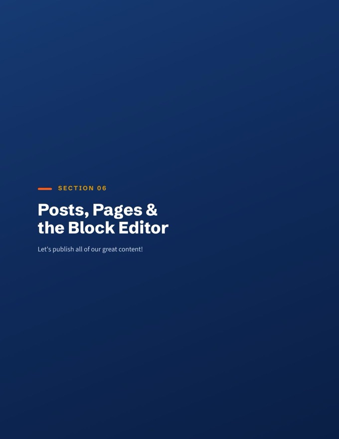 Manual section opener: Posts, Pages & the Block Editor