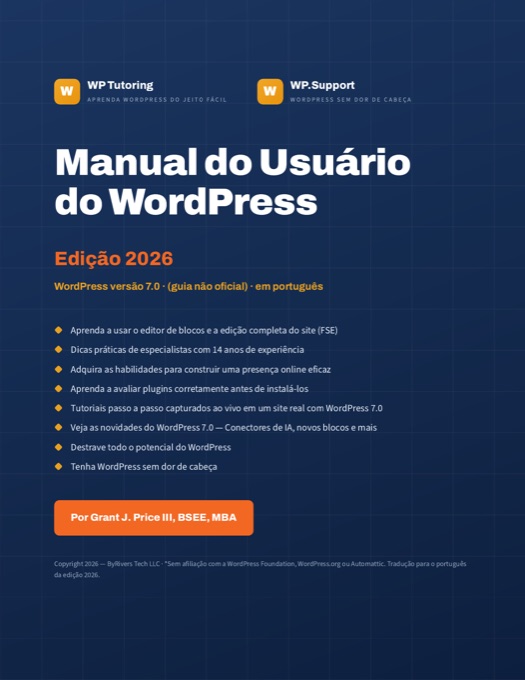 Capa do Manual do Usuário do WordPress em português