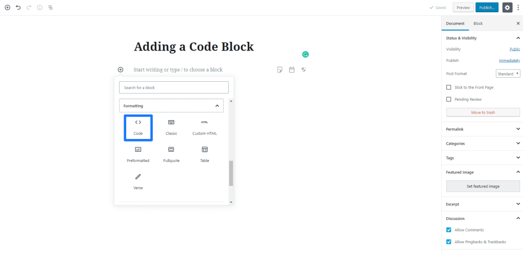 code block