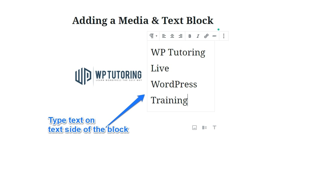 Adding a Media &amp; Text Block in Gutenberg