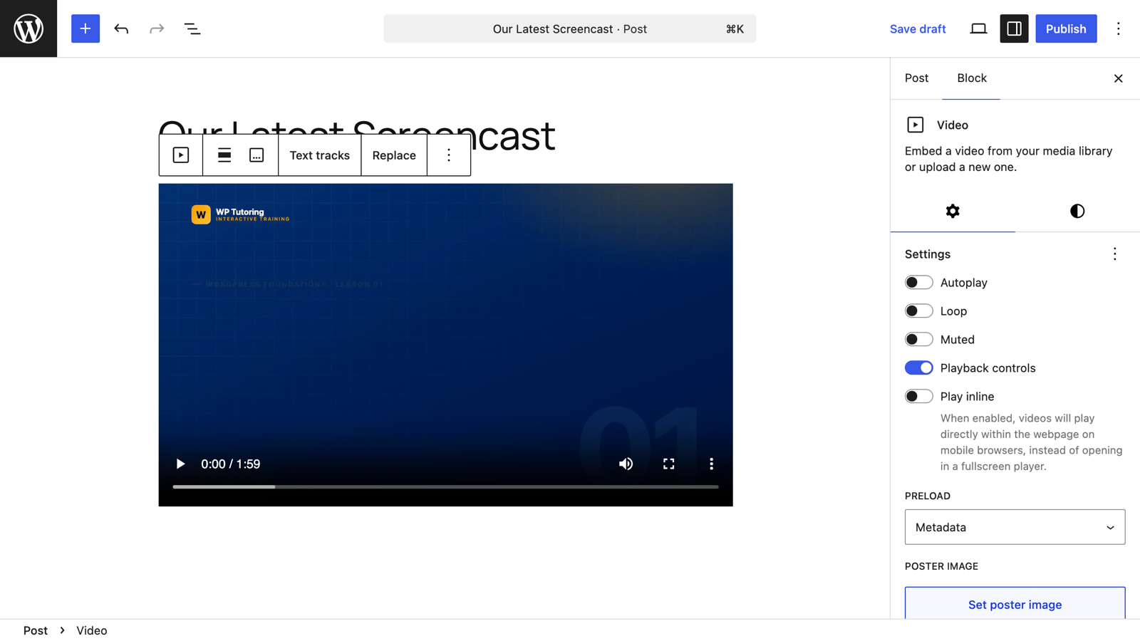 Adding a Video in the Gutenberg Editor