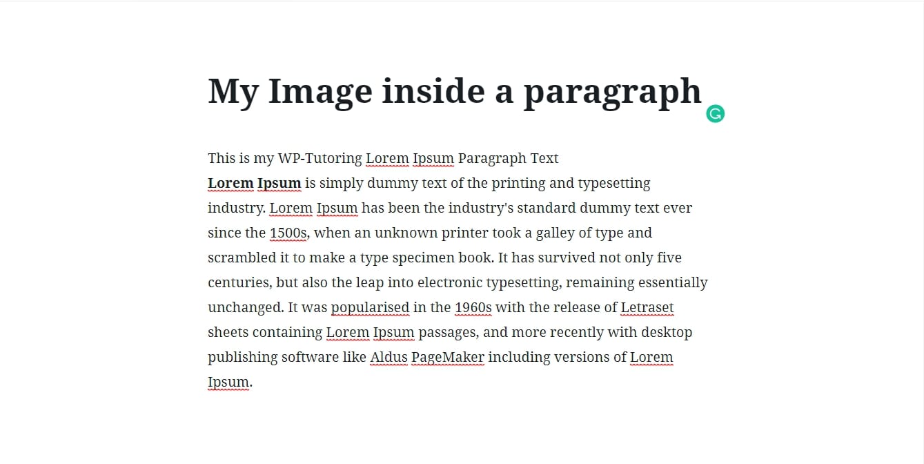 Gutenberg paragraph block