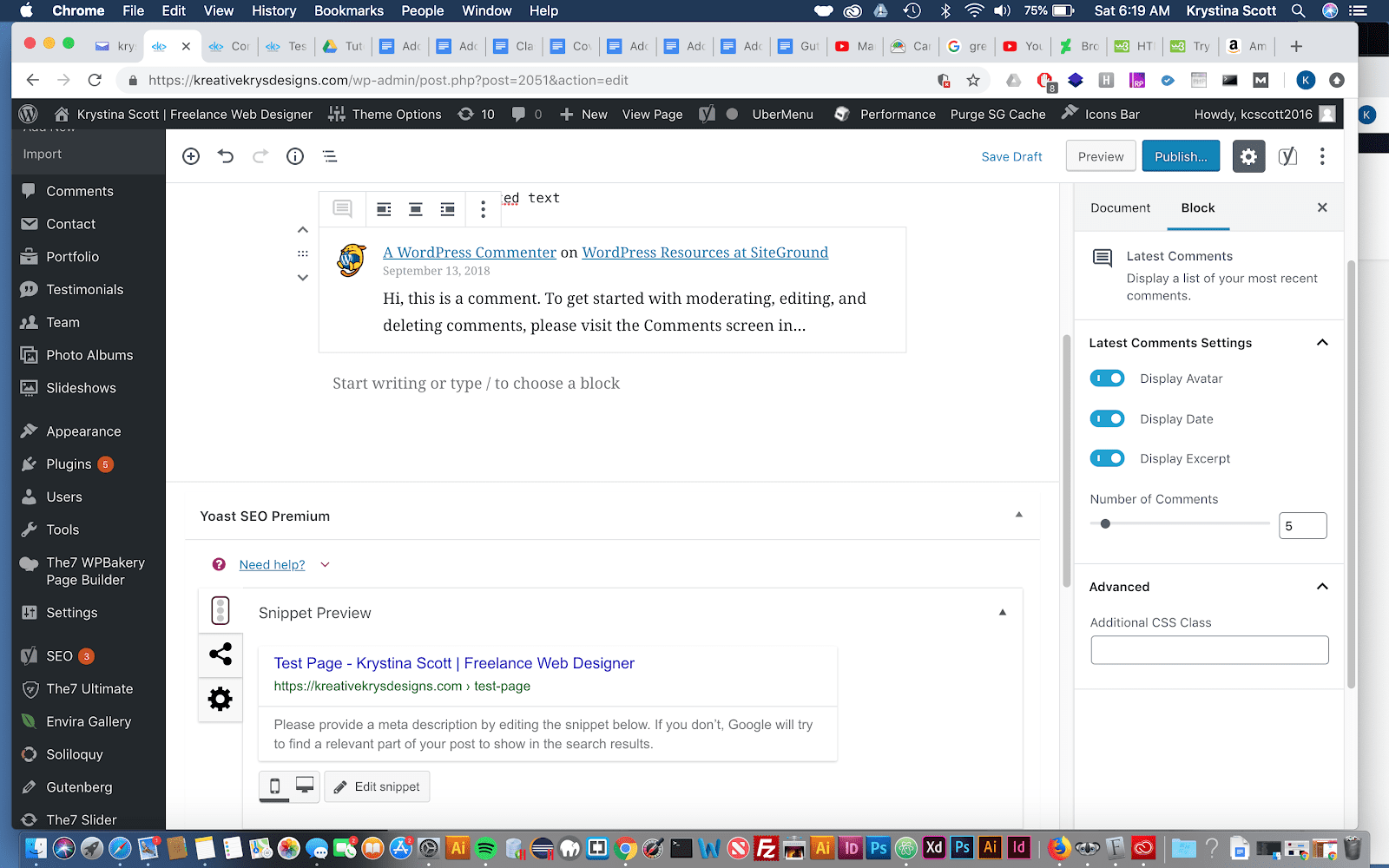 Adding Latest Comments to Gutenberg - WordPress 5.0