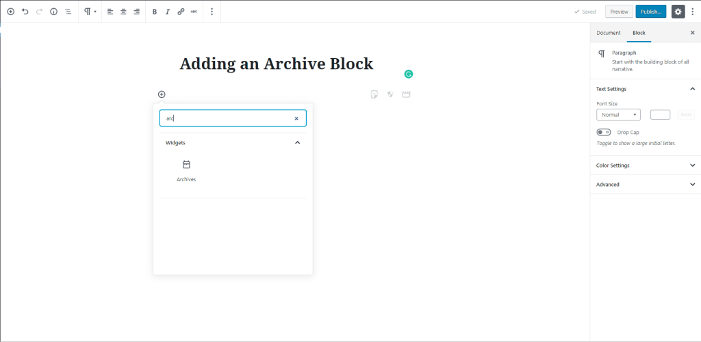 Archive Widget ( Block ) to Gutenberg