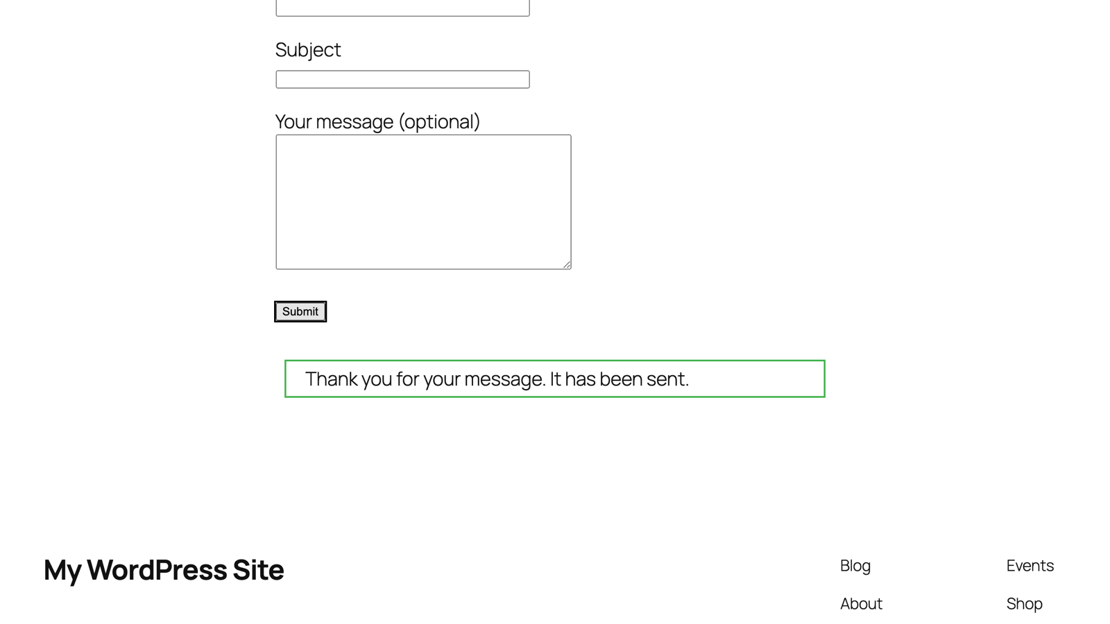 A Contact Form 7 form submitted successfully