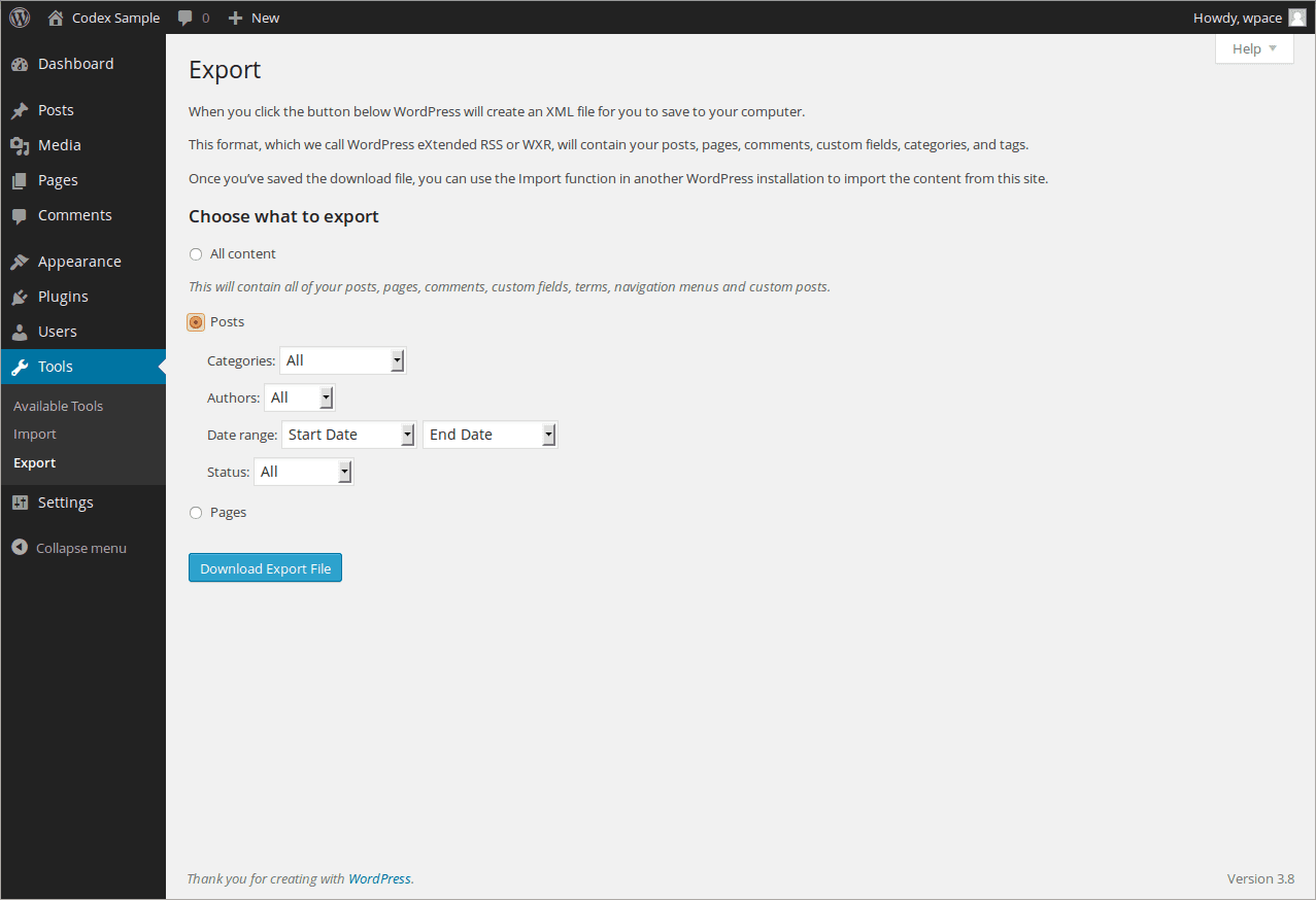 How To Export WordPress Posts and Pages