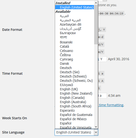 WordPress Language