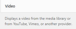 Video Widget Description