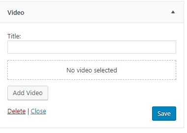 WordPress Video Widget upload box
