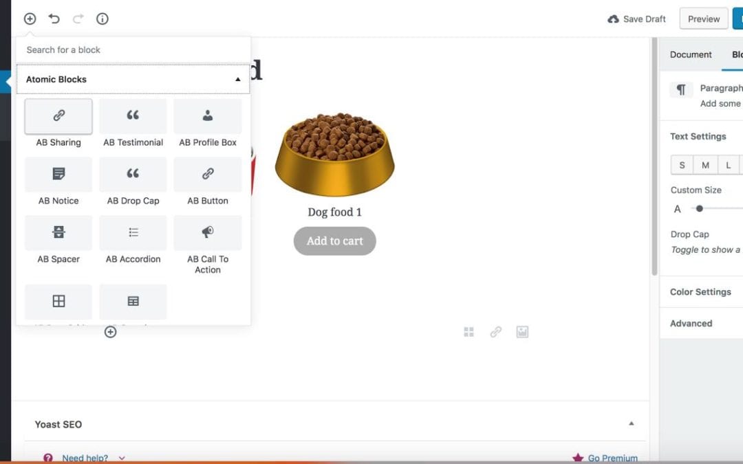 How to use Gutenberg Products Block