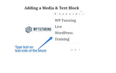 Adding a Media & Text Block in Gutenberg
