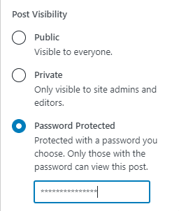 Password Protected Post with 20 character limit.
