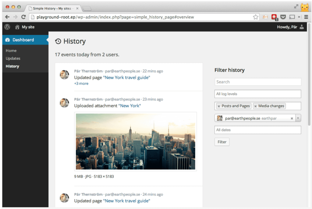 WordPress Audit Log Plugin - Simple History