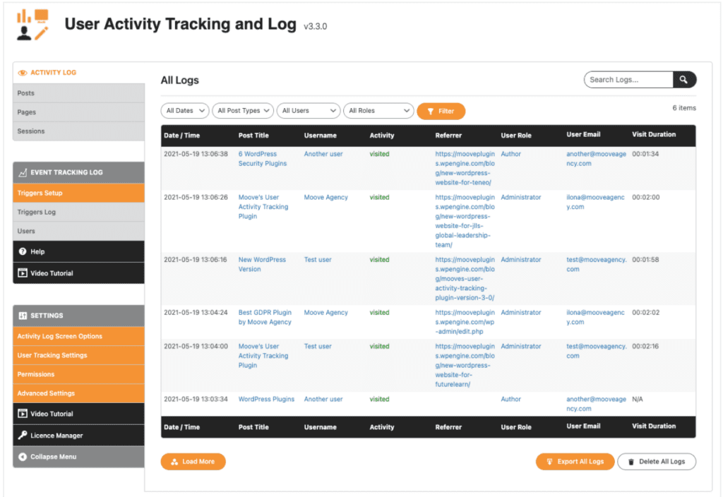 User Activity Tracking and Log Audit Plugin