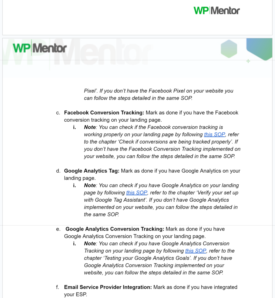 WordPress SEO Standard Operating Procedure Worksheet